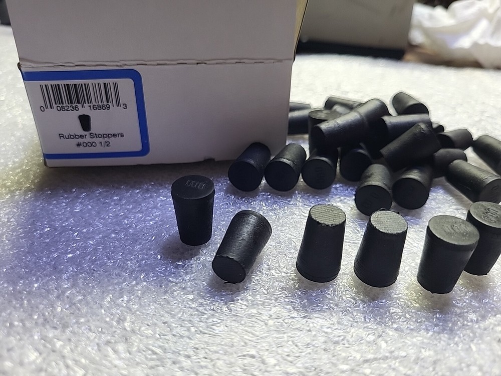 30 Pieces (Same Size) Very Small Solid Rubber Stoppers - Size # 000 1/2