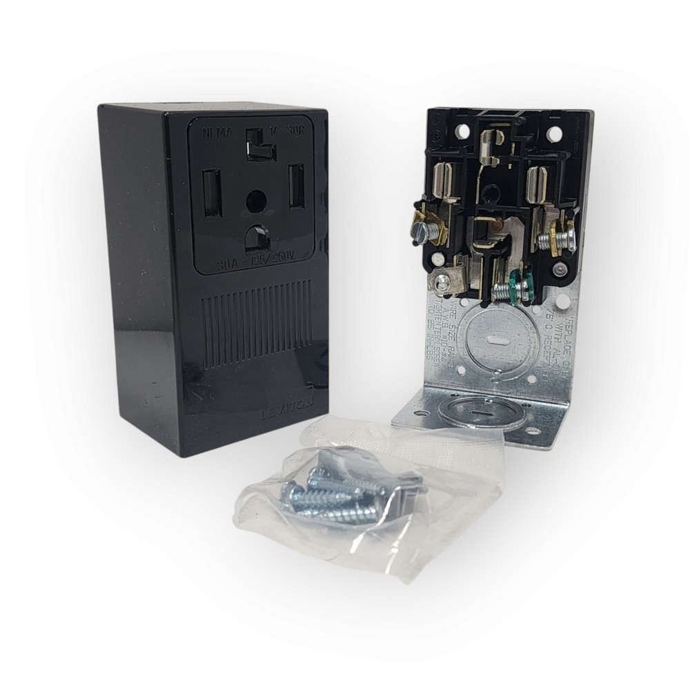 Leviton 30 Amp Single Surface Mounted Single Outlet (Black)