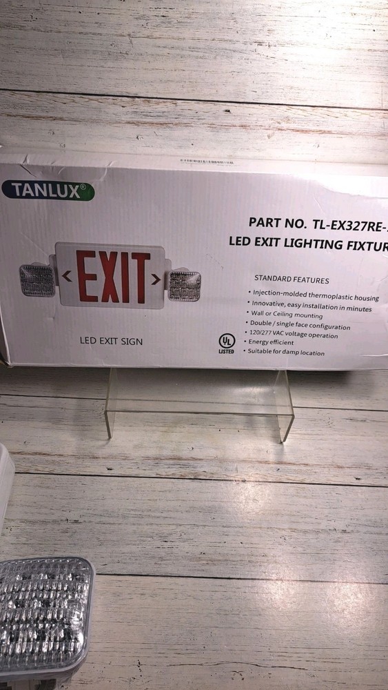 Red Exit Sign with Emergency Lights, LED Emergency Exit Light with Battery...