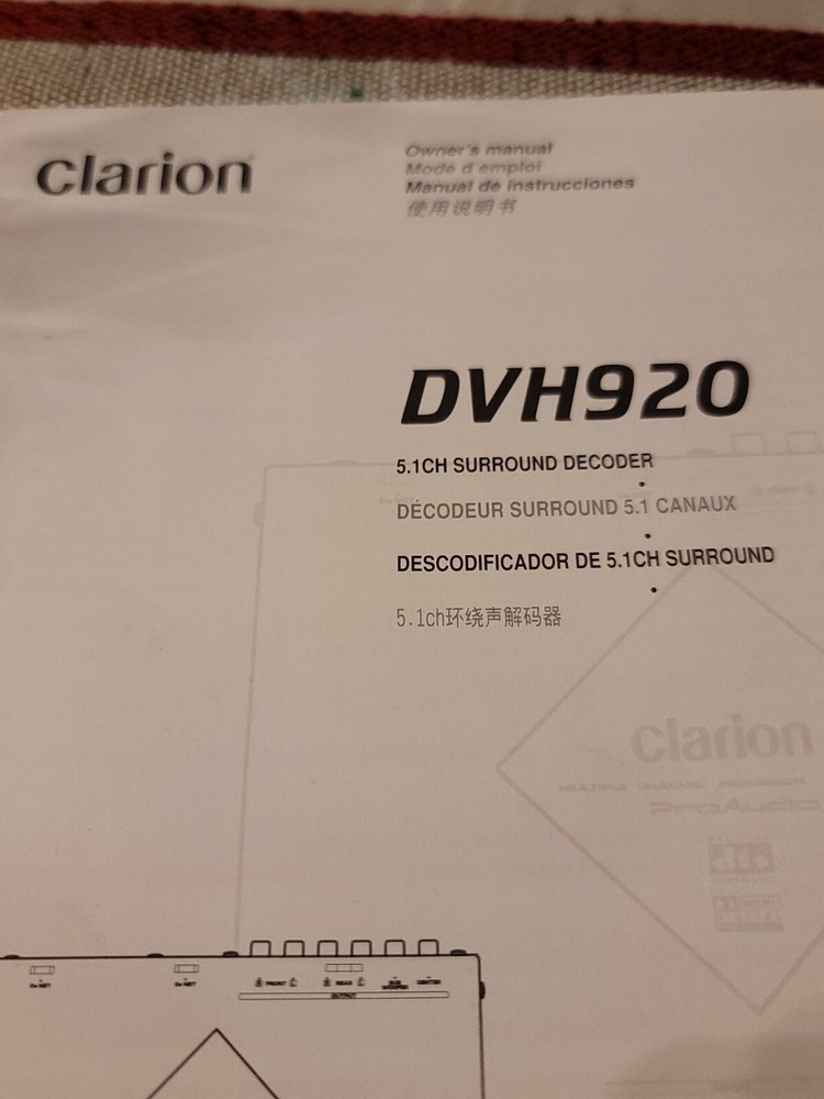 Clarion CeNet DVH920 SURROUND SOUND Decoder Owner's & Installation Manual
