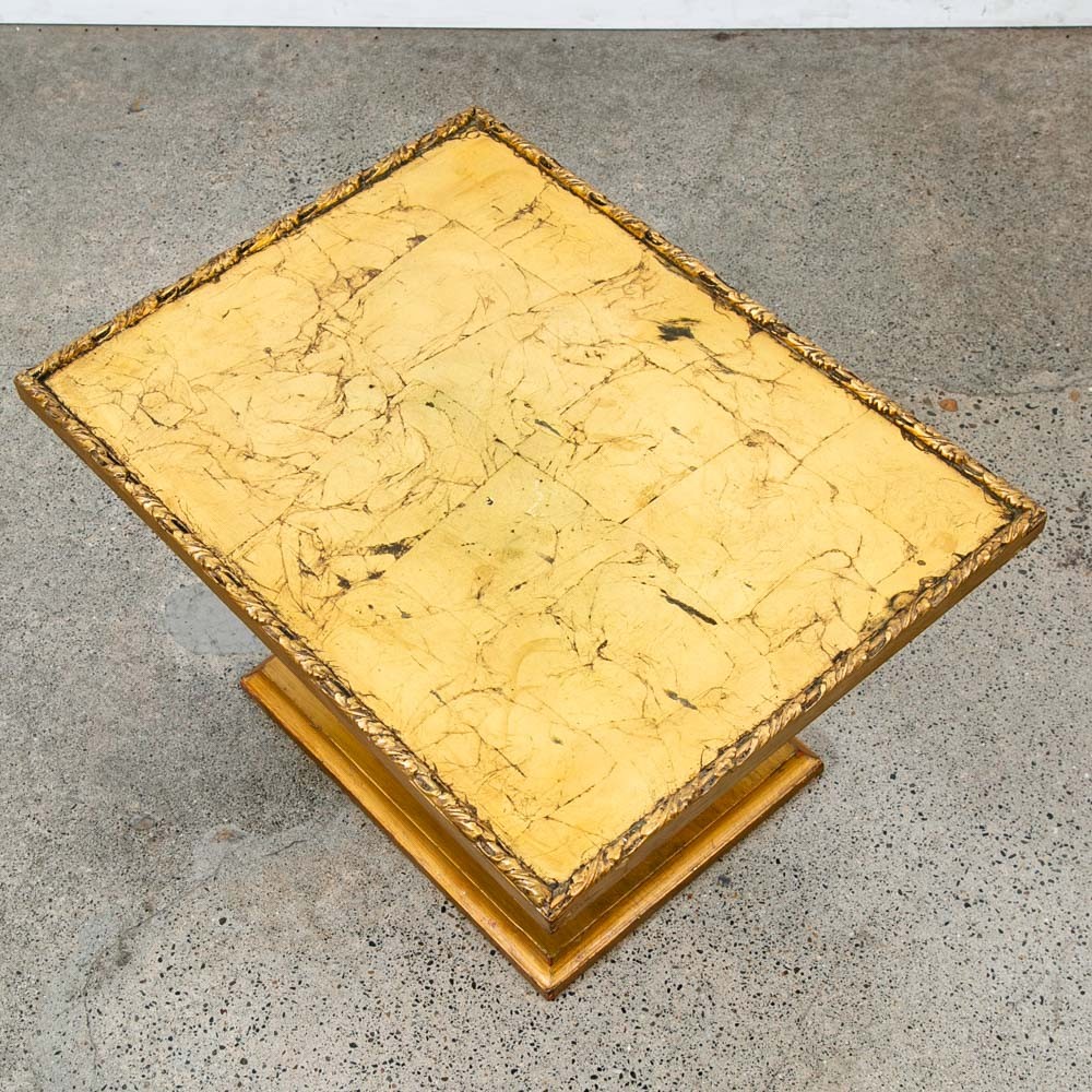 Mid Century Modern Side Table End Rectangular Hollywood Regency Gold 1970s 70s