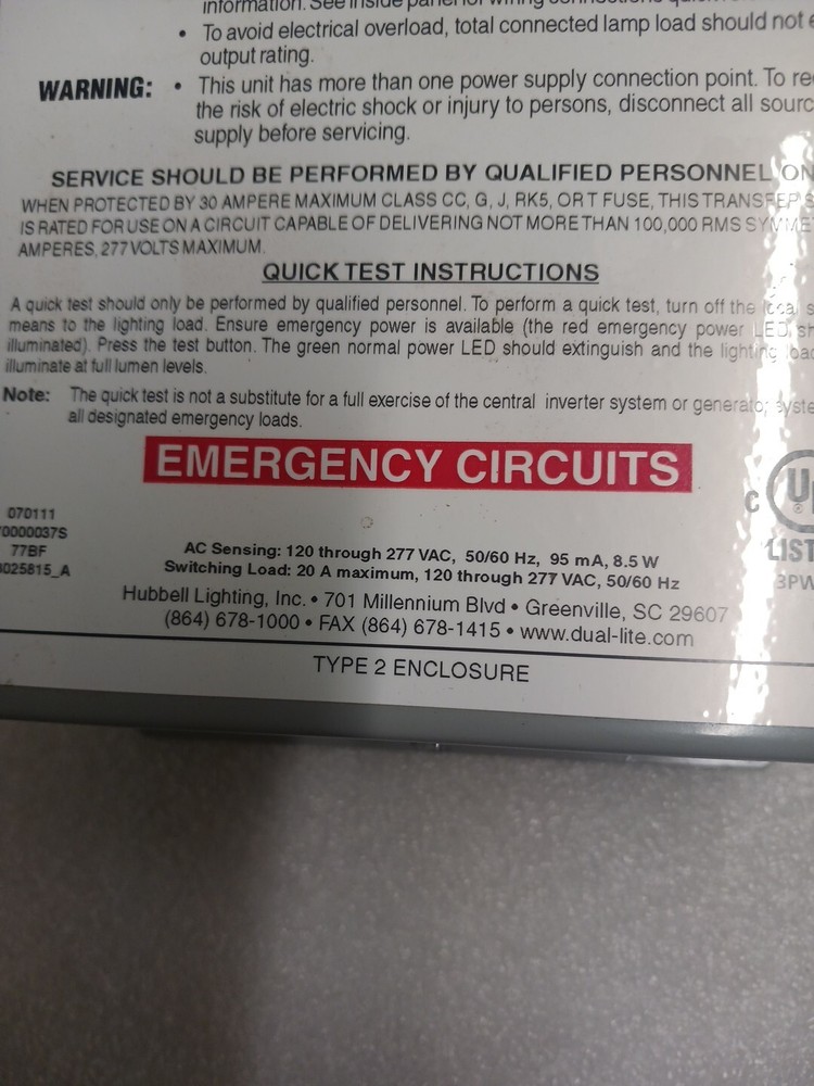 Hubbell Dual Lite Automatic Transfer Switch ATSD20 (1N)