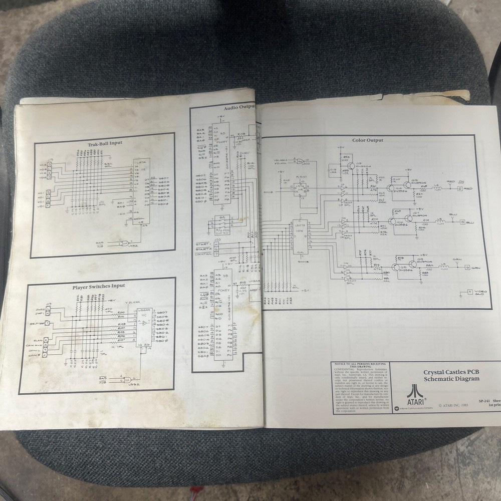 Atari CRYSTAL CASTLES Schematic Package Arcade Video Game Manual - used original