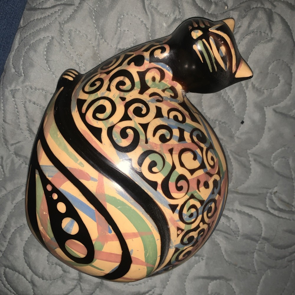 Hand Painted Cat From Peru