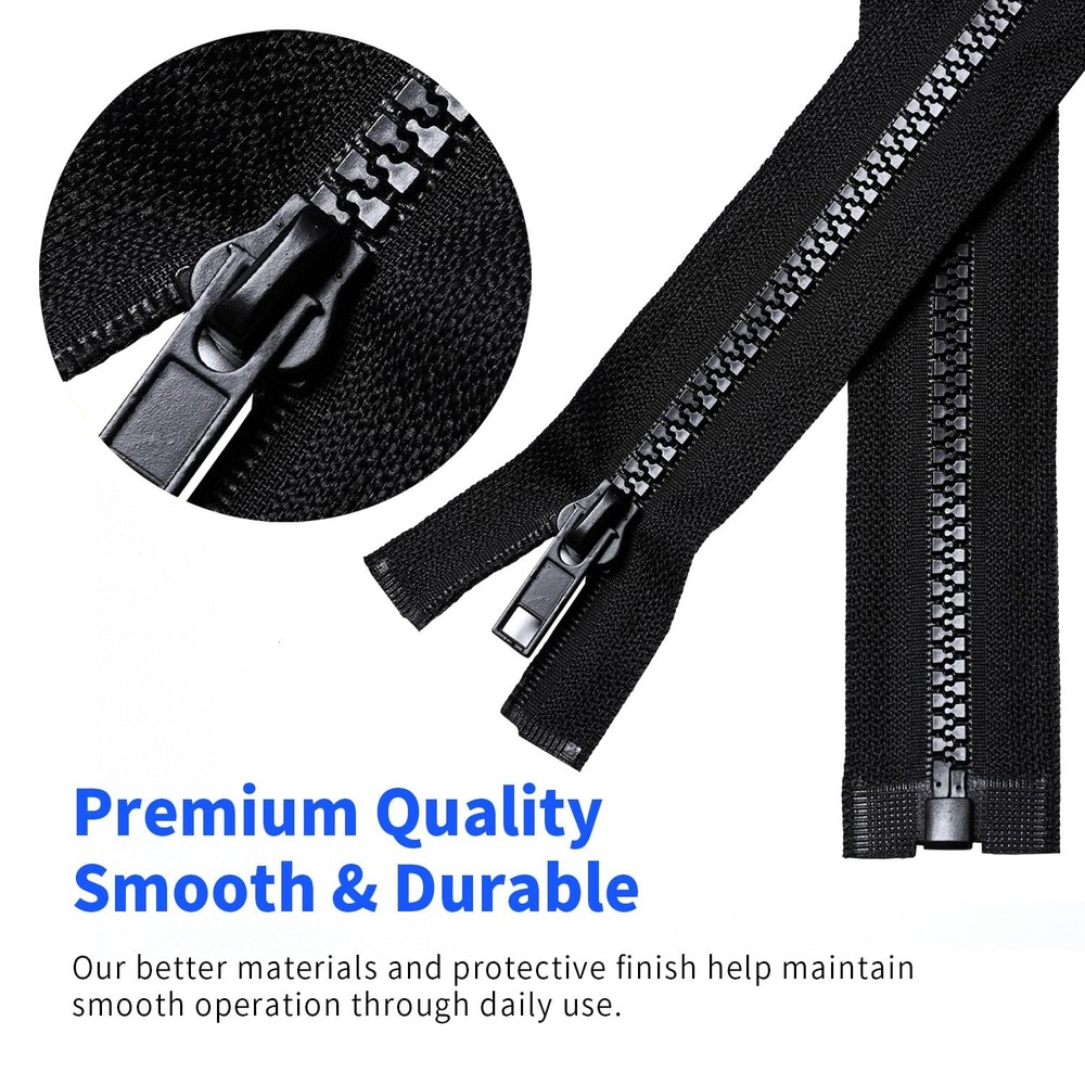 2 PCS 5 11 Inch Zippers Separating Jacket Coat Black Right Insert Plastic
