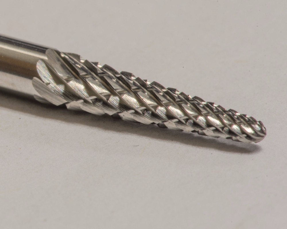 SL42D Taper SOLID Carbide Burr Bur Cutting Tool Die Grinder Bit 1/8"