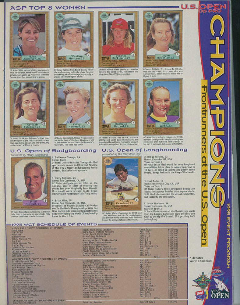 US Open OP Pro Surf contest program- 1995