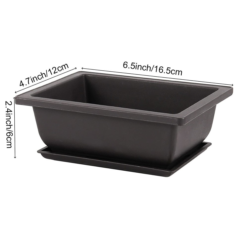 25 PCS 6.5 Inch Plastic Bonsai Training PotsThicken Rectangular Plastic Growi...