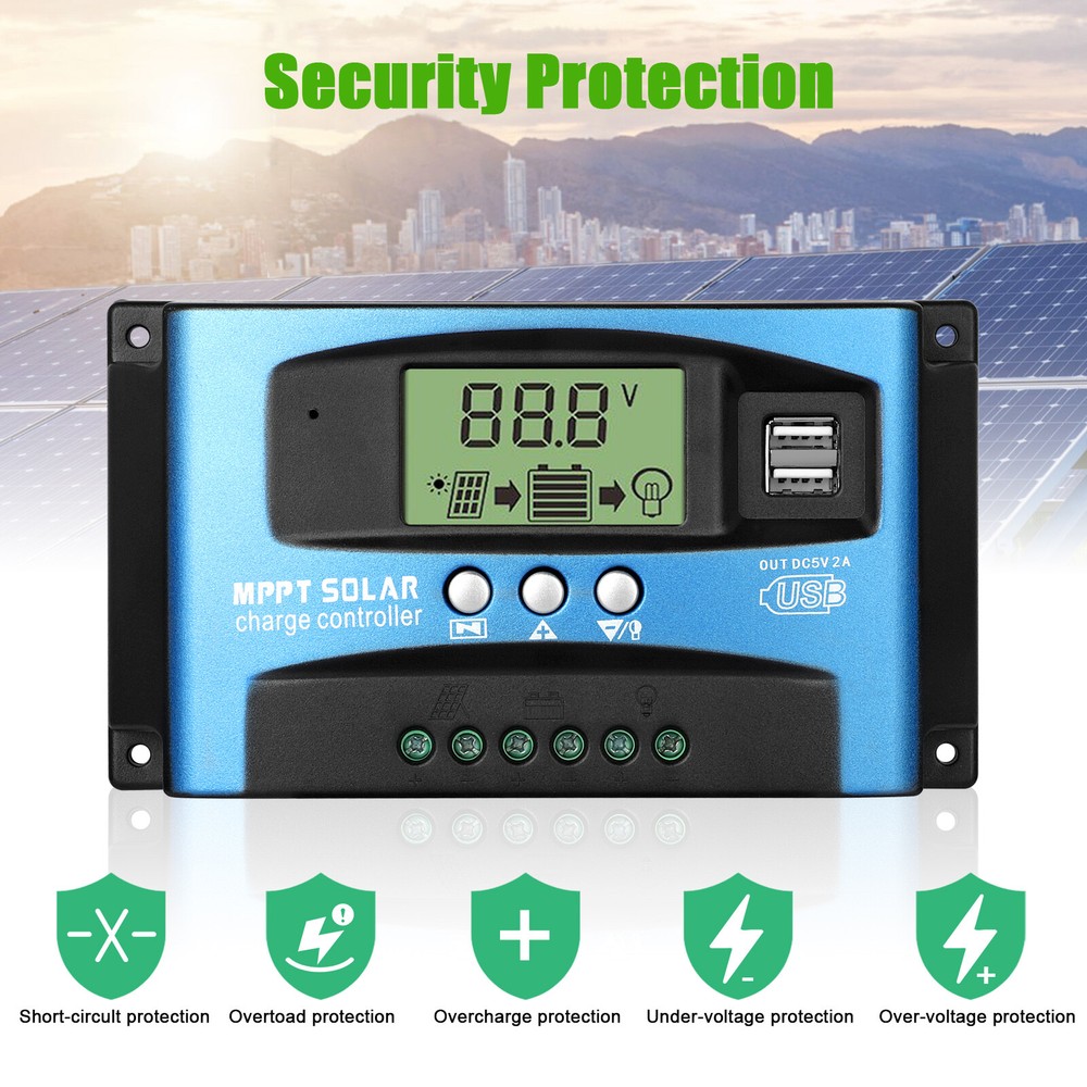 100A MPPT Solar Panel Regulator Charge Controller 12V 24V Auto Focus Tracking