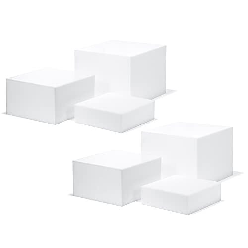 Set of 3 White Acrylic Cube Display Nesting Risers with Hollow Bottoms - 2 Pack