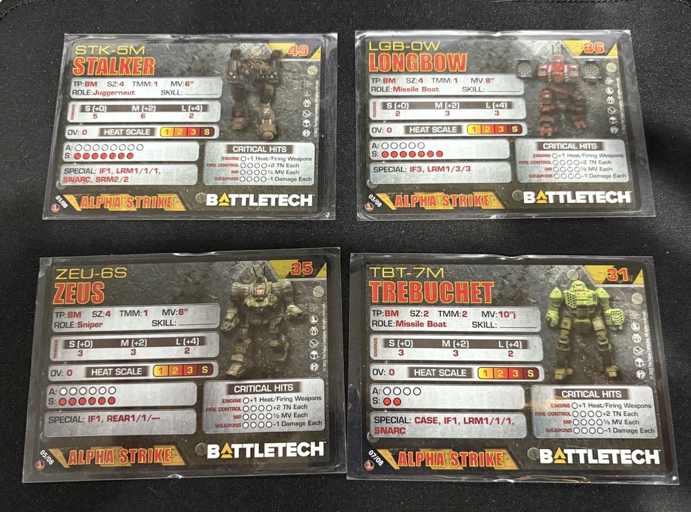 Battletech Inner Sphere FIRE LANCE - ALPHA STRIKE CARD SET
