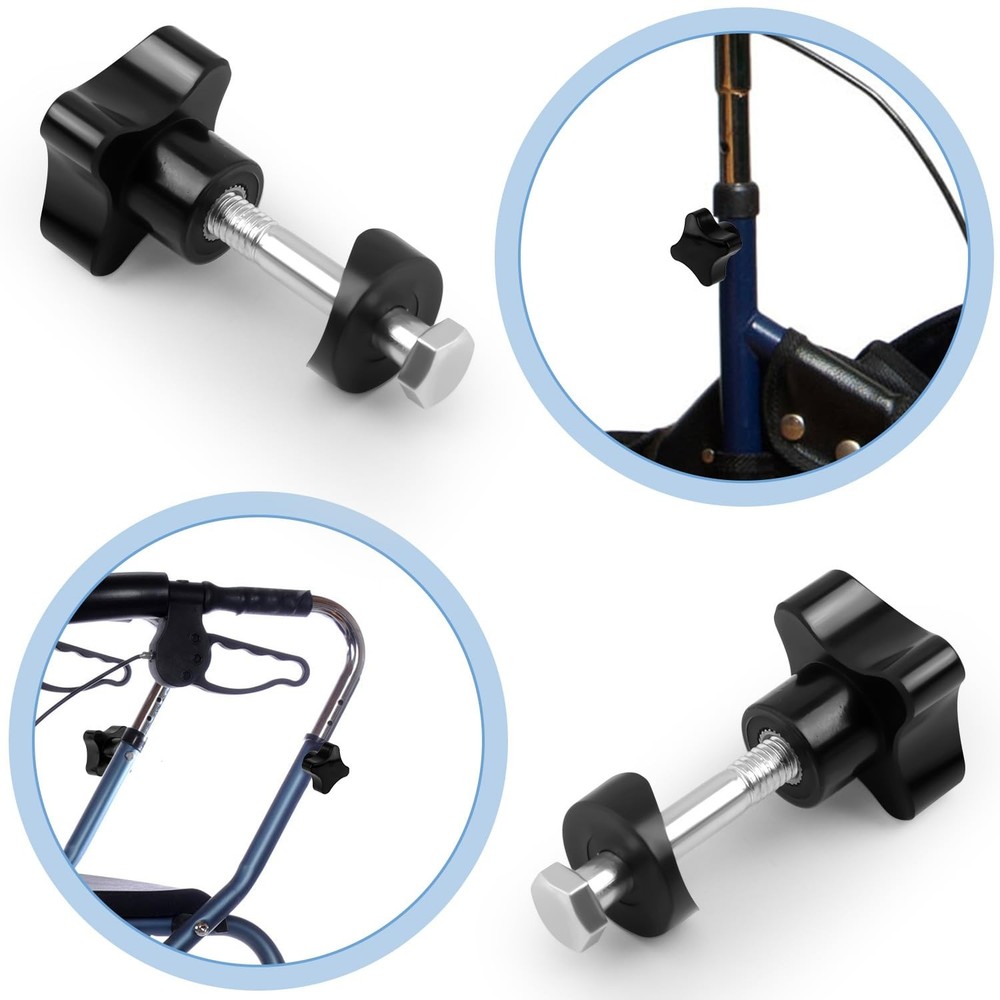 4 Sets Rollator Walker Replacement Knobs, Universal Arm M, Black
