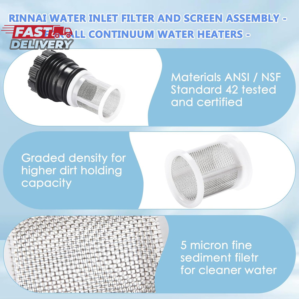 H98-510-S Tankless Water Heater Filter for Rinnai Tankless Water Heater (2 Tankl