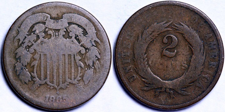 1865 Two Cent Piece