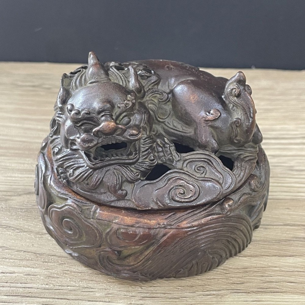 Vintage Incense Burner Set Auspicious Beast Cloud Pattern Tea Room Decor Burner