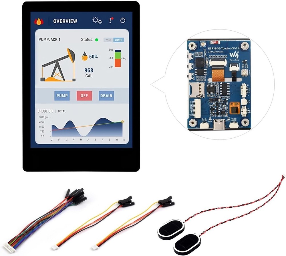 Development Board with Capacitive Touch Display, Dual-Core