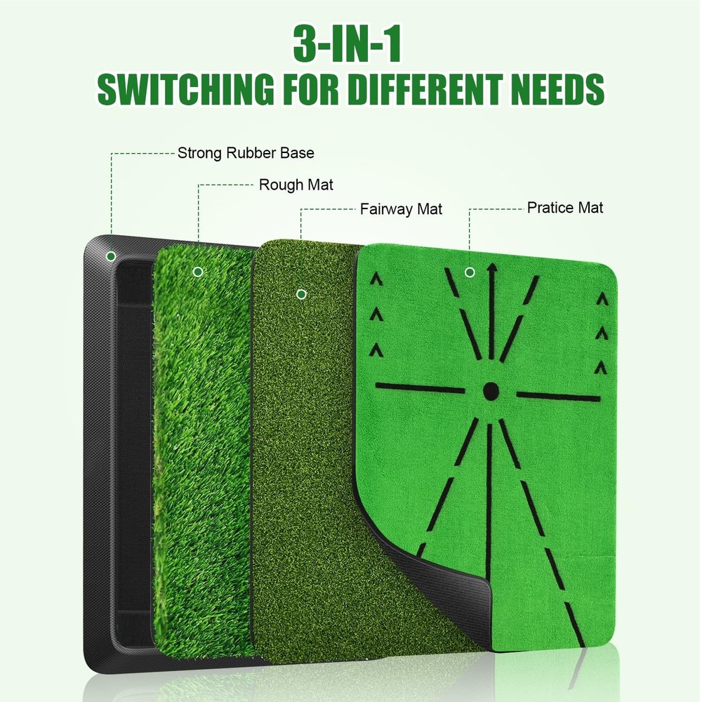 Golf Hitting Mat, with Clear Swing Path Feedback, Flannel Mat 13 * 17in Repla...
