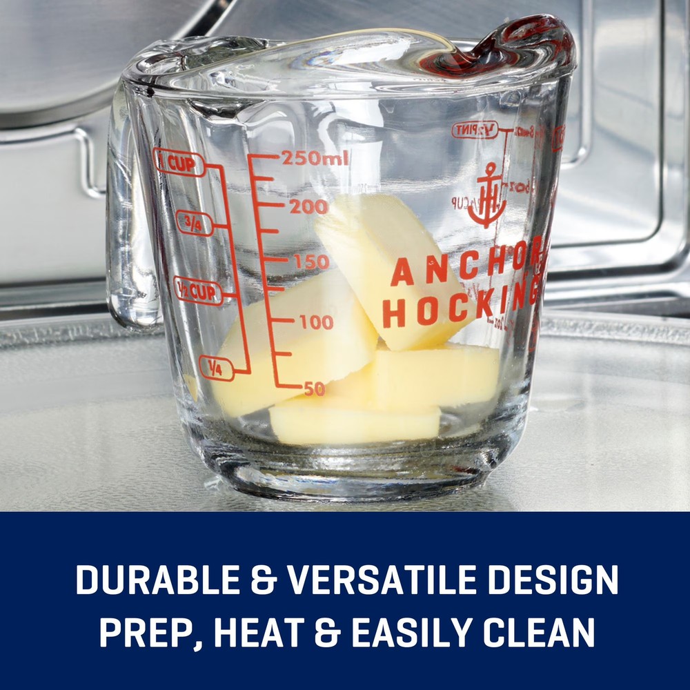 Anchor Hocking 1 Cup Glass Measuring Cup 2 Pack Easy Pour Kitchen Tool