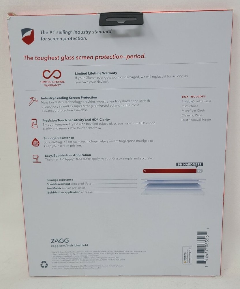 Zagg Invisible Shield Glass + Screen Protector For Apple 10.5” ipad Pro (Clear).
