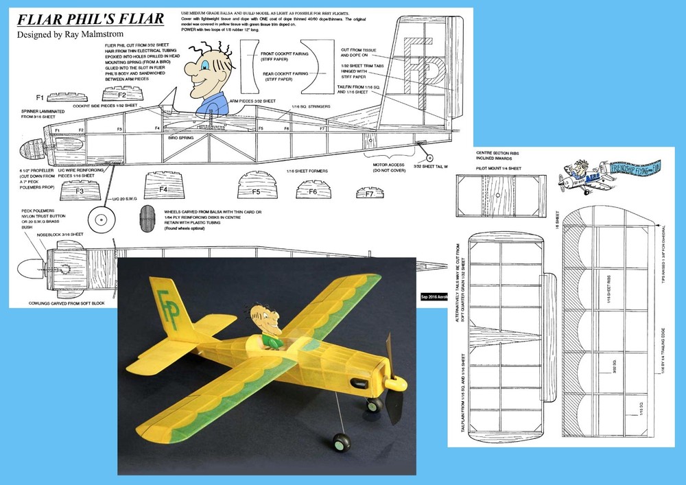 Model Airplane Plans (FF): Fliar Phil's Fliar 17" Rubber-Powered by Ray Malstrom