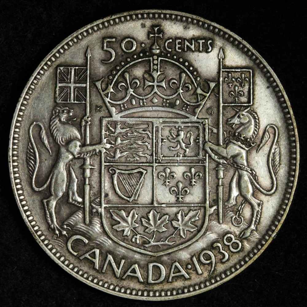 1938 Canada SILVER Fifty Cent Piece E384 KQNE