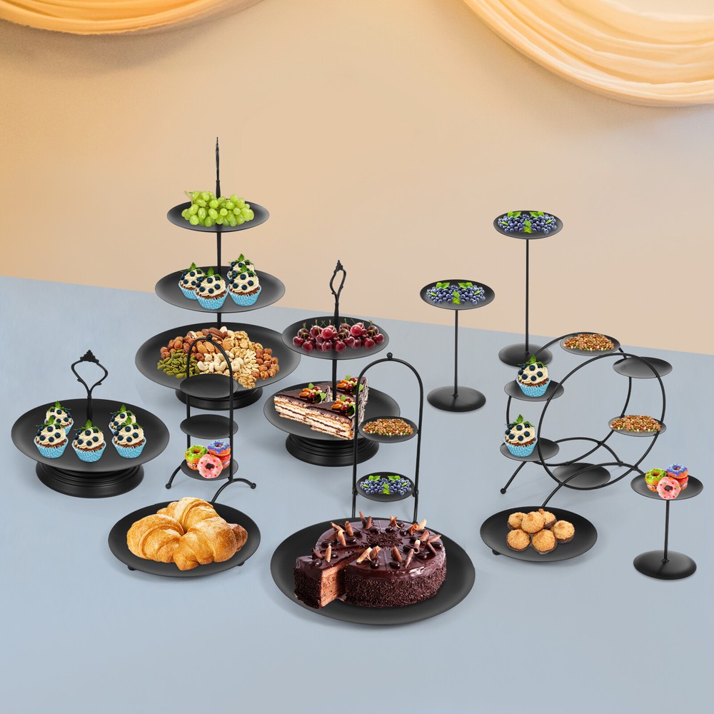 12-Piece Round Dessert Display Stand Set for Cakes, Cupcakes & Snacks