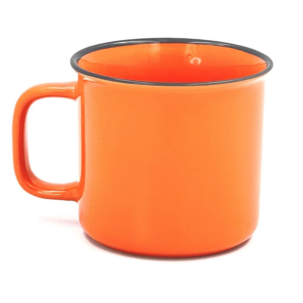 BULLEIT FRONTIER WHISKEY MUG Orange Ceramic Cup Bourbon Bullet Camping