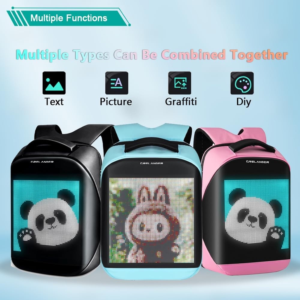 Crelander LED Backpack, 15 inch App Control Laptop Backpack with Programmable...