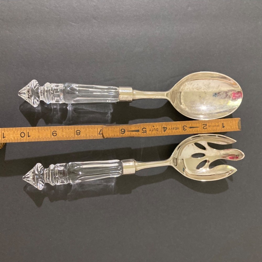 Shannon Crystal Salad Serving Spoon And Fork Set Utensils