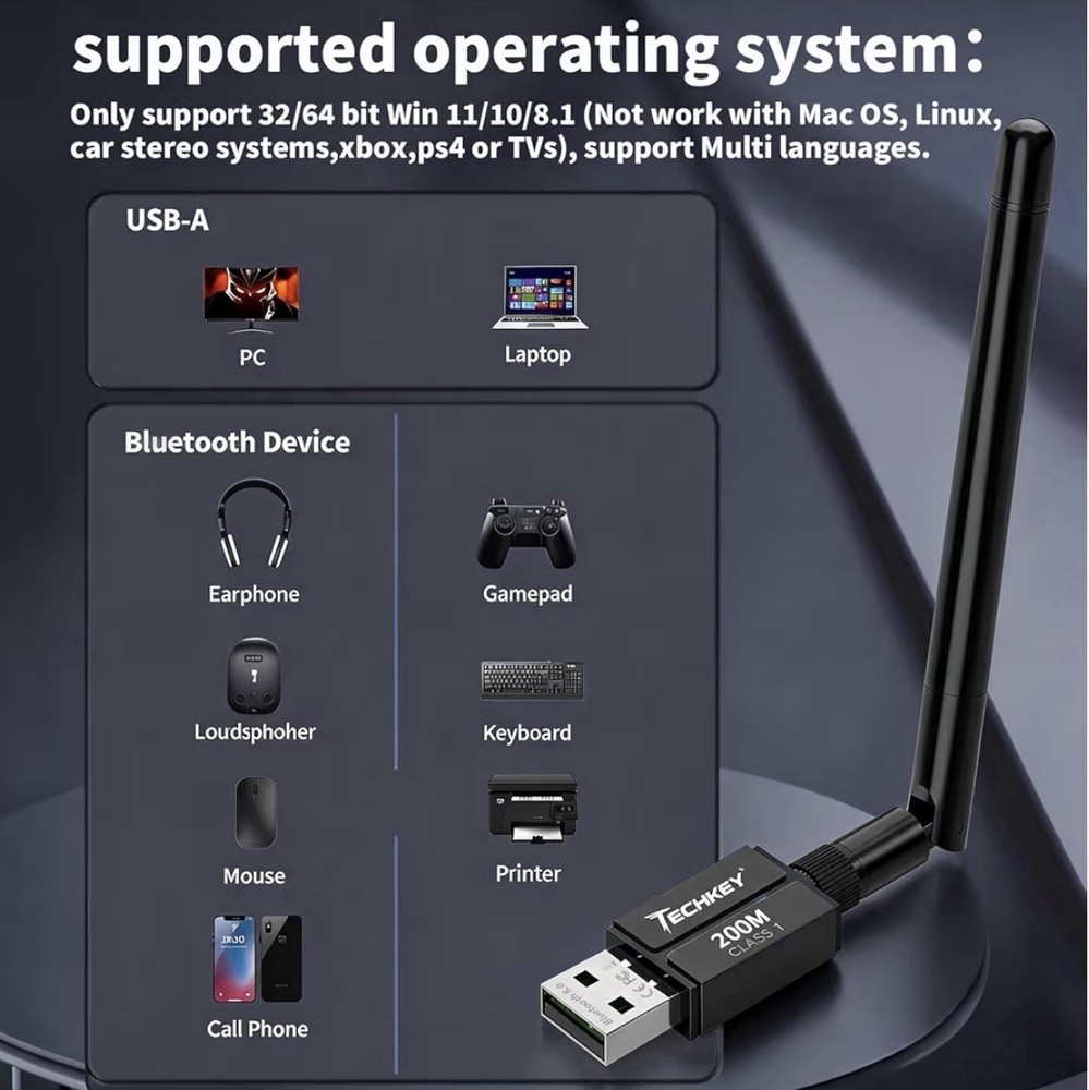 USB Bluetooth 5.4 Adapter for Desktop PC: Long Range 500FT Wireless Dongle with