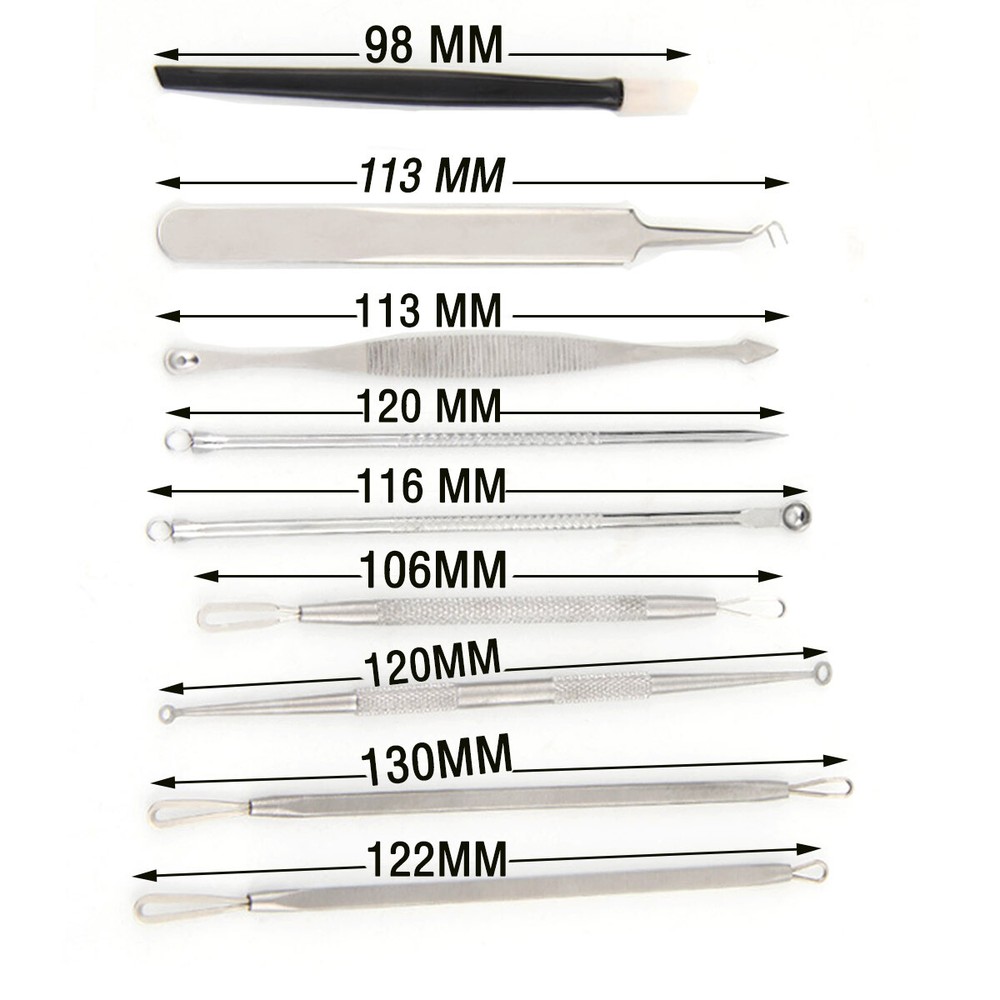 9 PCS Stainless Steel Extraction tools Blackhead Remove Pimple Popper Tool Kit