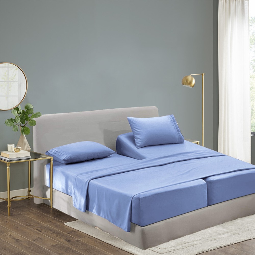 Split King Size Cool Bamboo Bedsheet Deep Pocket Bamboo Bed Sheet Sets 5 Pieces