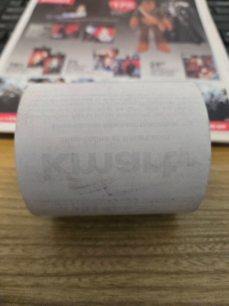 Kmart thermal register receipt paper roll (one roll)
