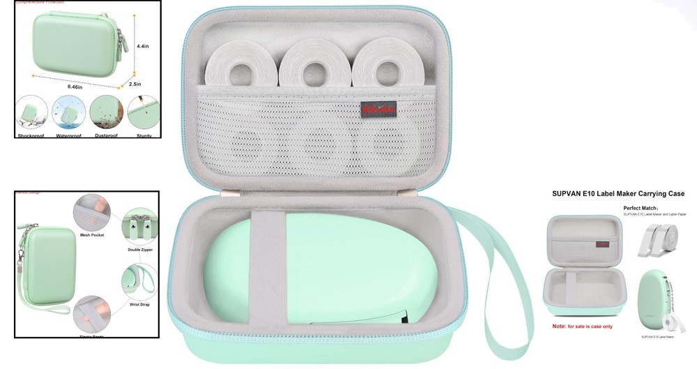 Elegant Light Green Carrying Case for SUPVAN E10 & Phomemo D30 Label Makers