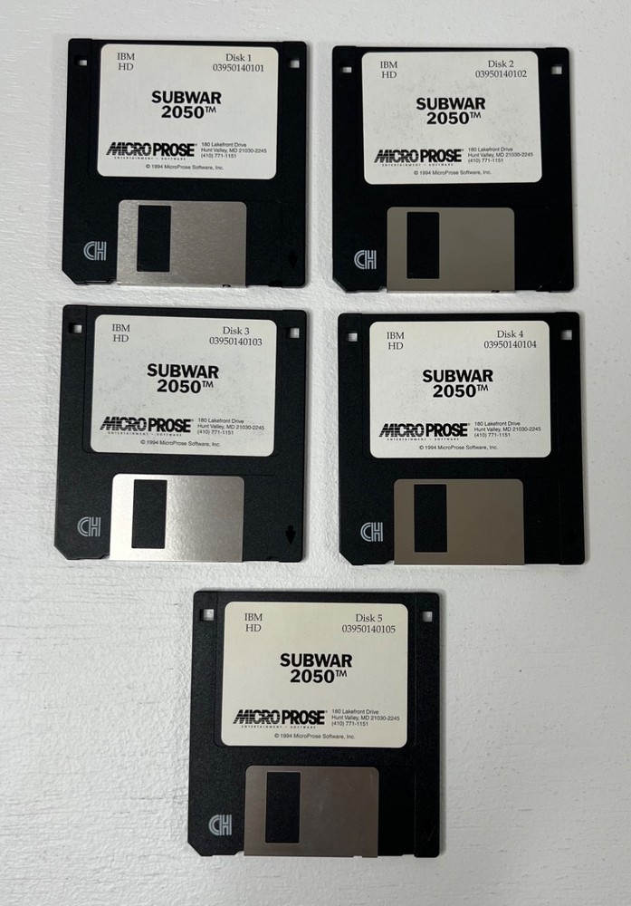 SUBWAR 2050   IBM PC Game on 3.5" Floppy Disks Untested