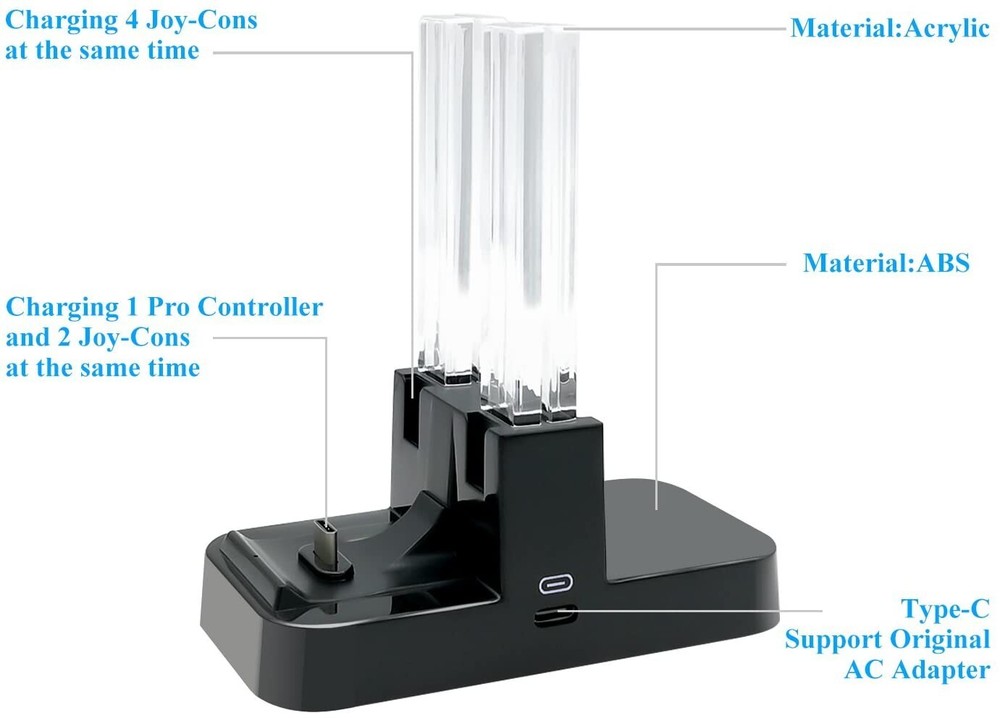 Dobe Charging Dock For N-Switch Joy-Con & Pro Controller. New.