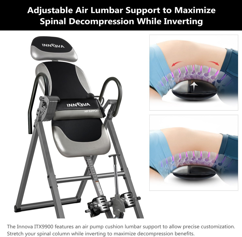 Innova ITX9900 Inversion Table with Air Lumbar Support, Black/Gray