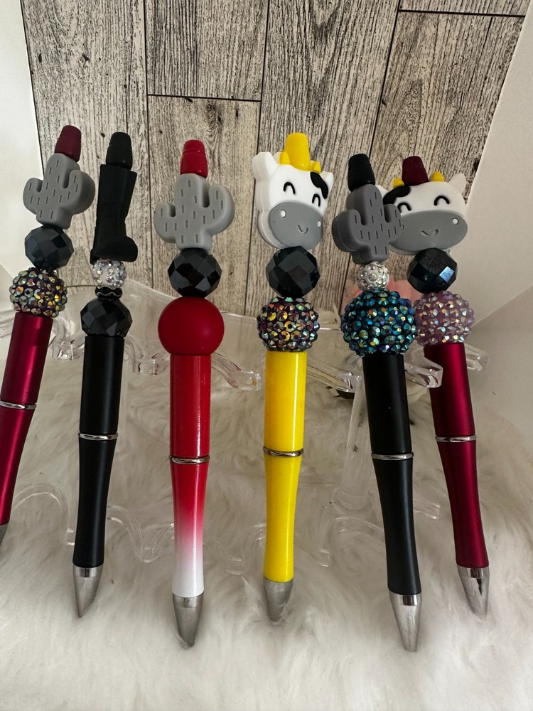 Handmade Pens fun beaded cow boot cactus