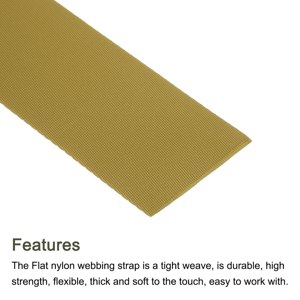 Flat Nylon Webbing Strap 2 Inch 10 Yards Light Brown for Backpack