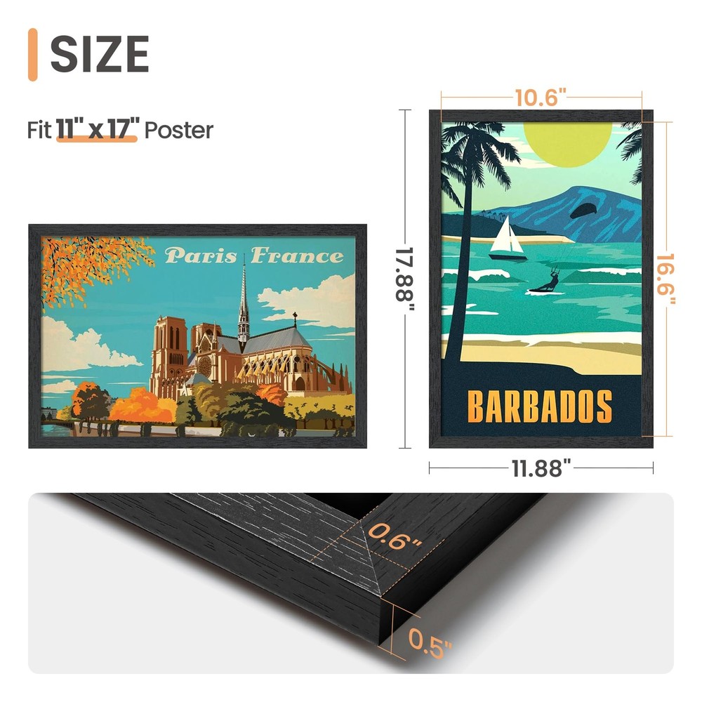 upsimples 11x17 Black Picture Frame Wall Mount