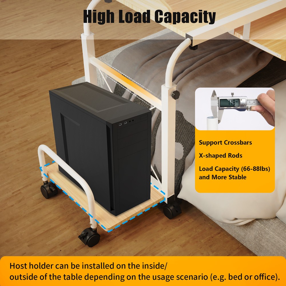 Overbed Table With Wheels Adjustable Over Bed Desk Multi-Functional Table Home