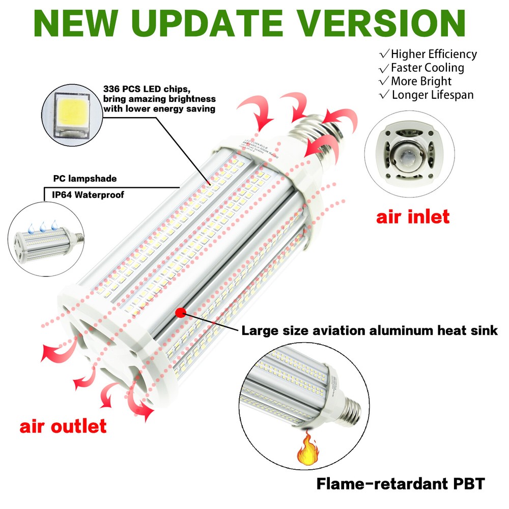 400 W Eqt LED Corn Light Bulb 54W 7020Lm 5000K E39 Large Base Super Bright