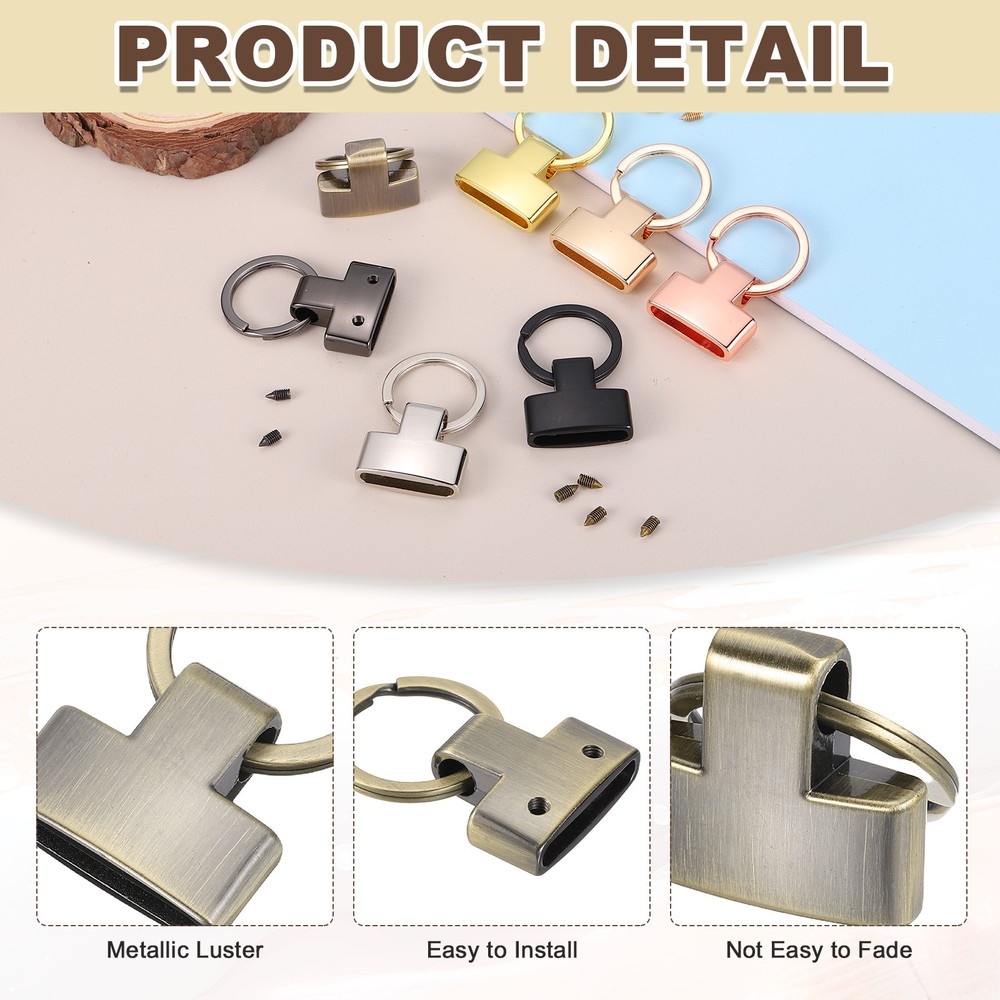 5 Sets Key Fob Hardware with Split Ring Holder for Car Keychain, Bronze Tone