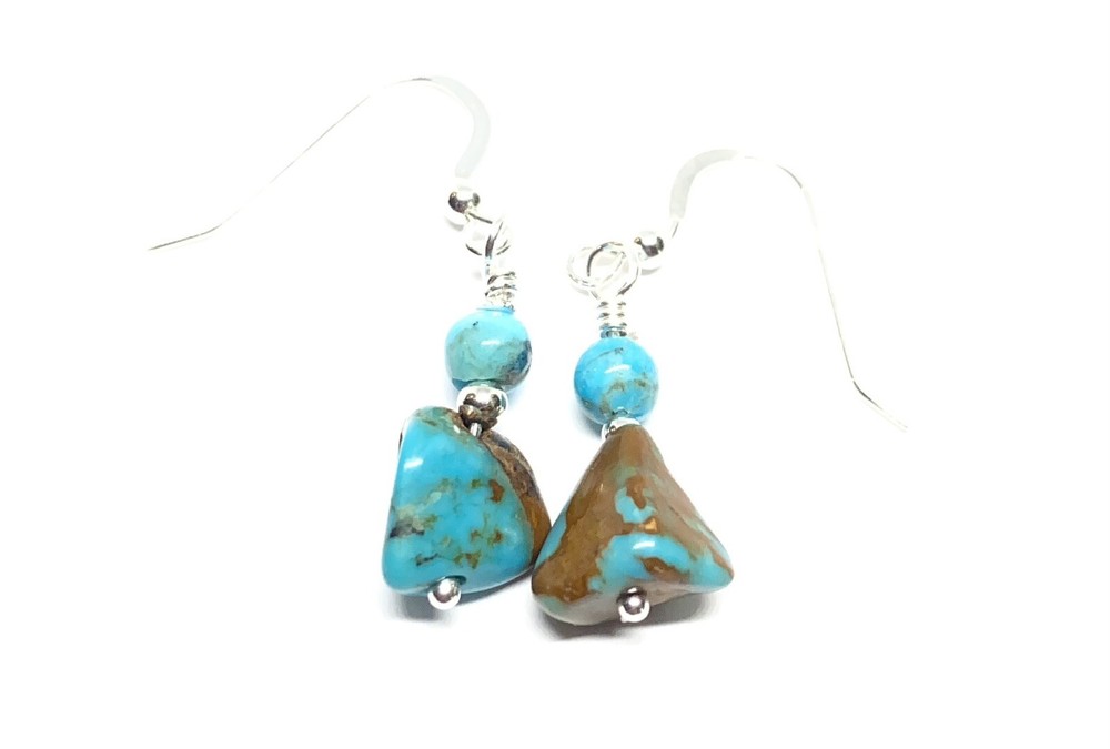 Turquoise Genuine Stone .925 Sterling Silver Earrings