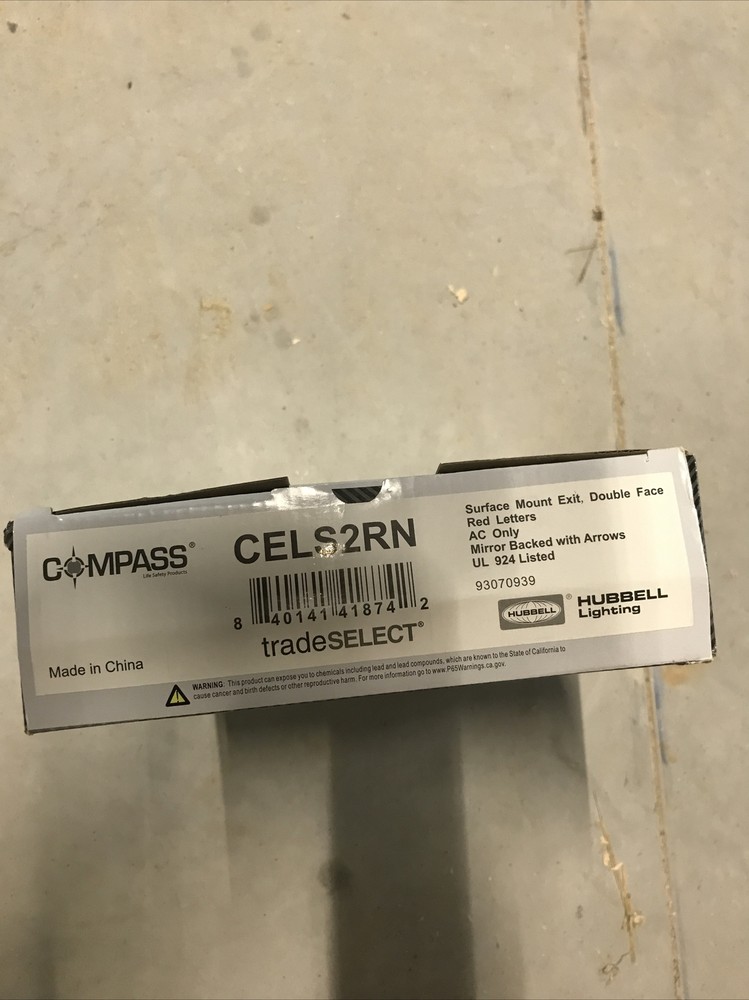 COMPASS CELS2RN Edge-Lit LED Emergency Exit, Surface Mt, Double Face, Red