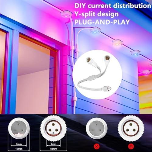 Permanent Outdoor Lights，IP68 Rated, Compatible only Y-Shaped Extension Cable