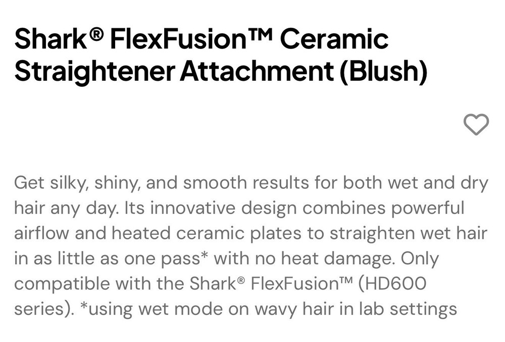 Shark® FlexFusion™ Ceramic Straightener Attachment (Blush) NEW