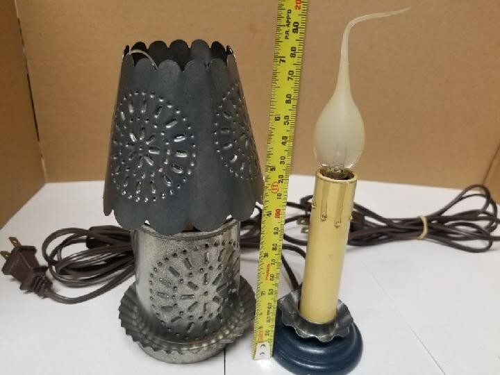 Tin Candle Lamp Pair