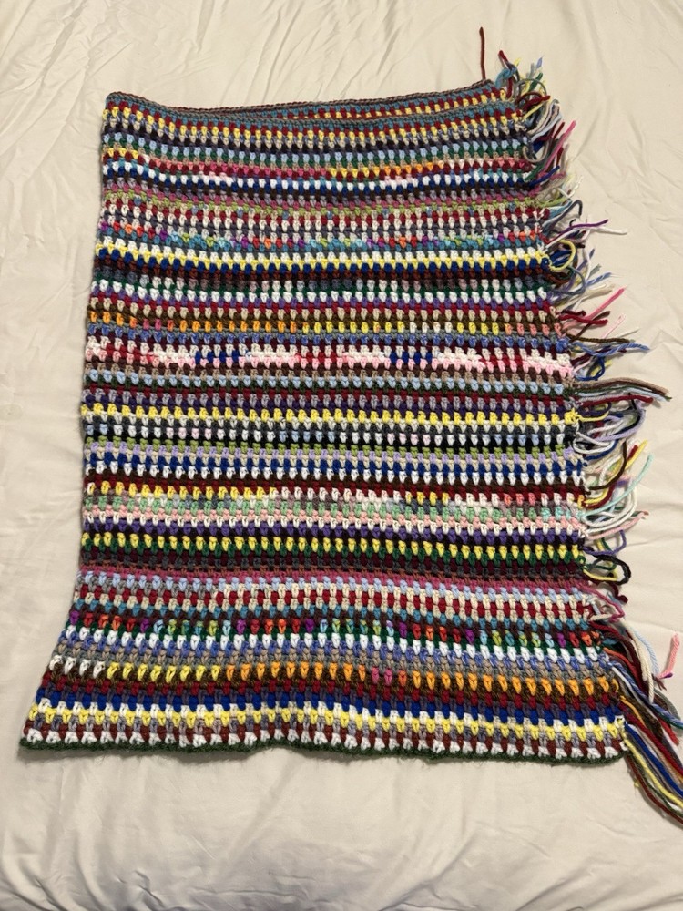 Multi-colored Handmade Afghan 27.5”X40”