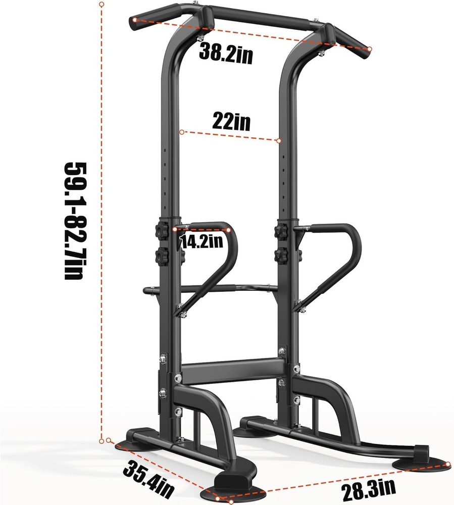 Power Tower 11 Height Adjustable Pull Up Bar & Dip Station Multi-Function